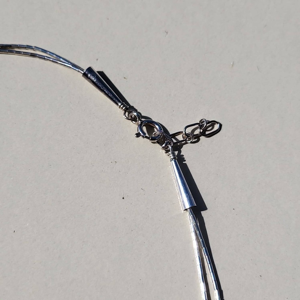 Vintage Q.T. 925 Sterling Silver Turquoise Liquid Silver Pendant Necklace - Picture 6 of 13